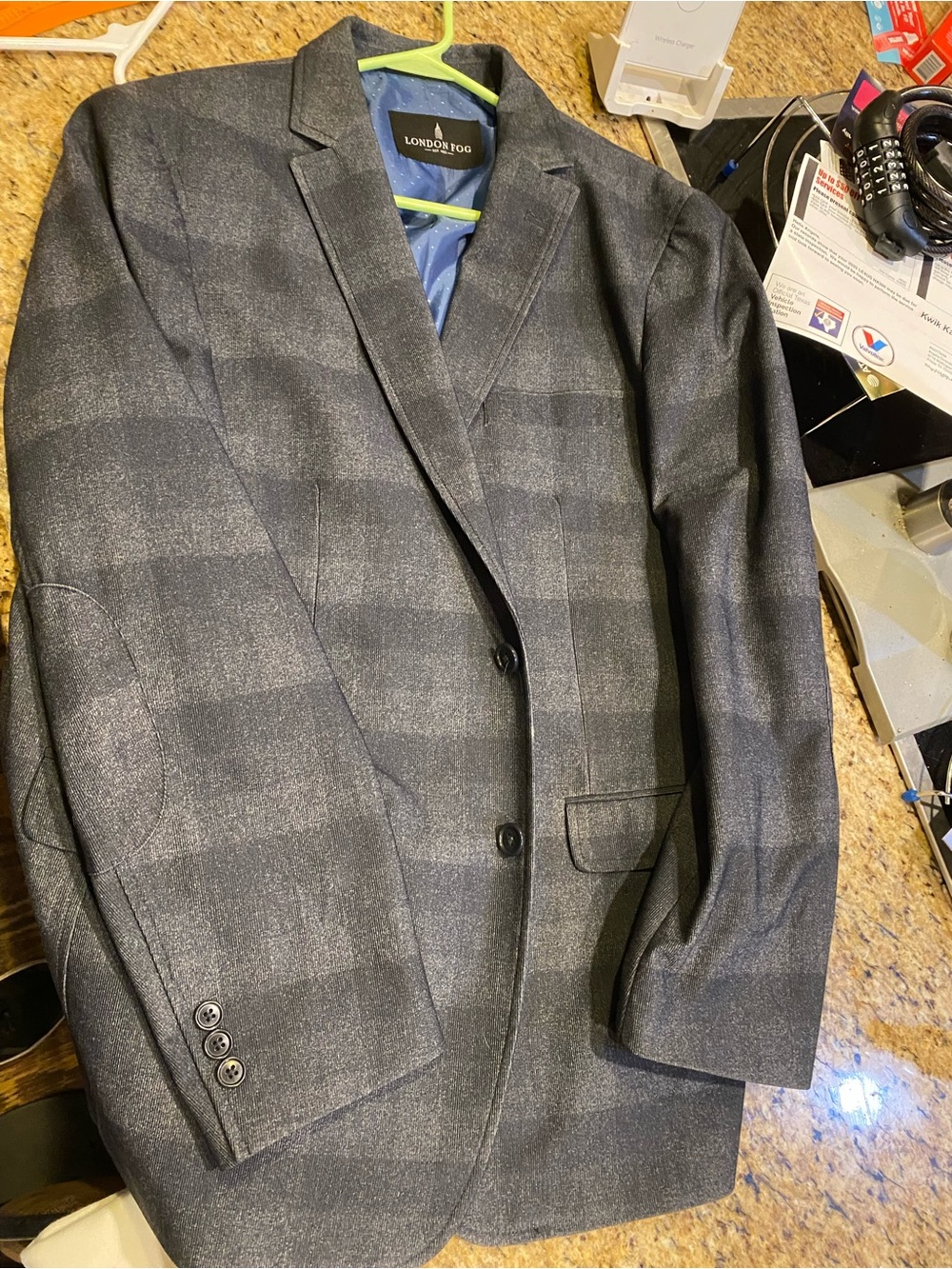 London Fog Men's Dark Gray Plaid Sport Coat